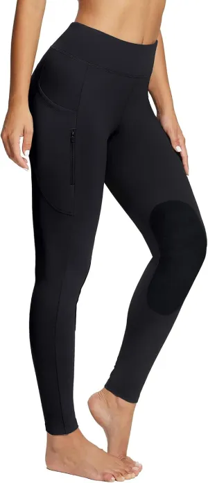 baleaf Women's Winter Riding Pants Horse Breeches Knee-Patch Fleece Horseback Equestrian Tights Pockets Leggings
