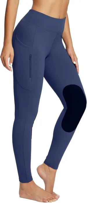 baleaf Women's Winter Riding Pants Horse Breeches Knee-Patch Fleece Horseback Equestrian Tights Pockets Leggings