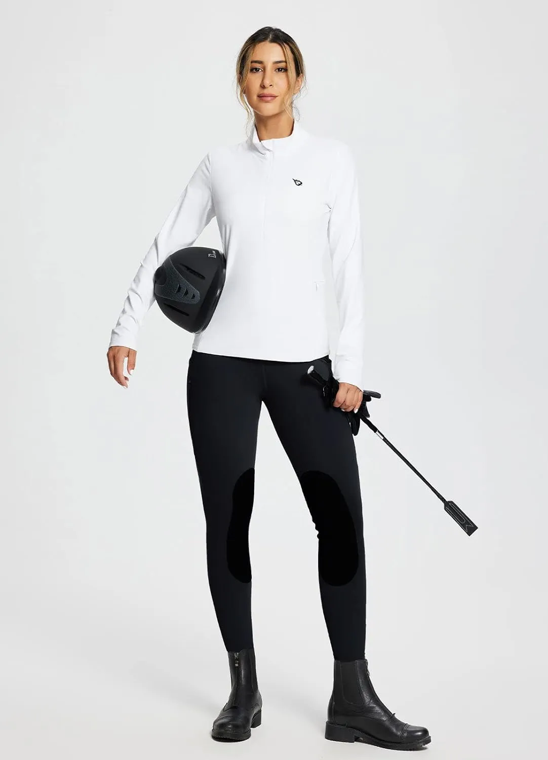 baleaf Women's Winter Riding Pants Horse Breeches Knee-Patch Fleece Horseback Equestrian Tights Pockets Leggings