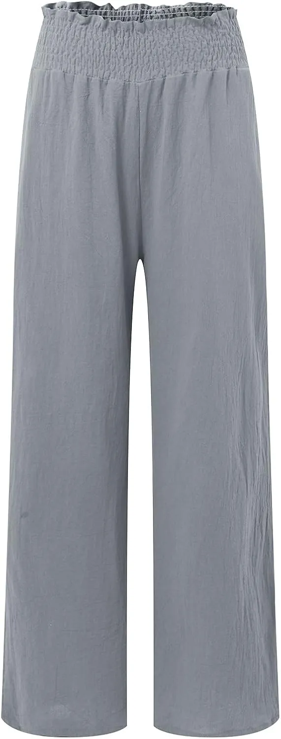 Barrel Pants for Women Winter Comfortable Yoga Palazzo with Pockets Fleece Lined Straight Leg
