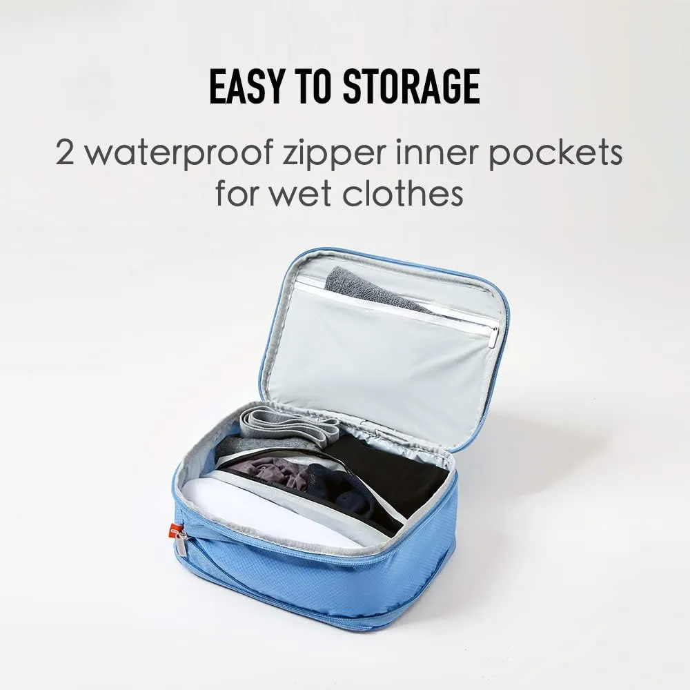 BeeNesting Waterproof Compression Packing Cubes 5/6/8 sets, Large Travel Packing organizers for Carry on Luggage, 2 Sides Expandable Storage Bags (Dark Green, 4L)