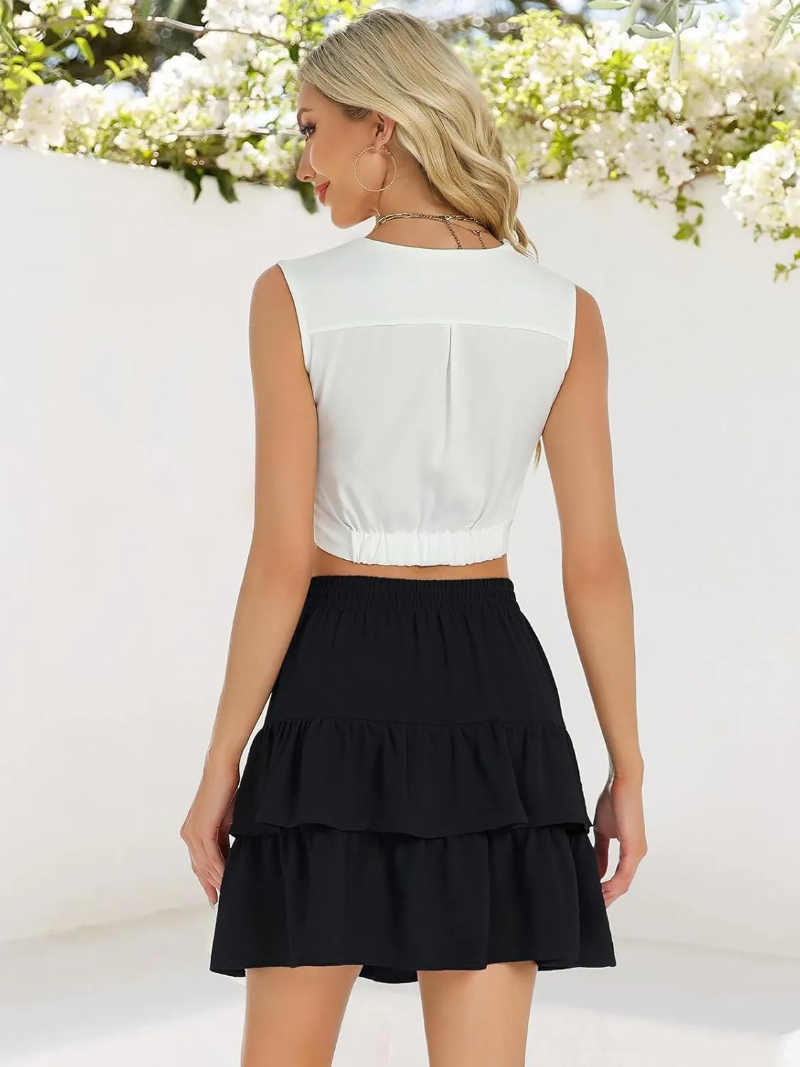 Berydress Ruffle Mini Skirts for Women 2025 High Waist Flowy Summer Vacation Casual Beach Boho Tiered Short Skirt