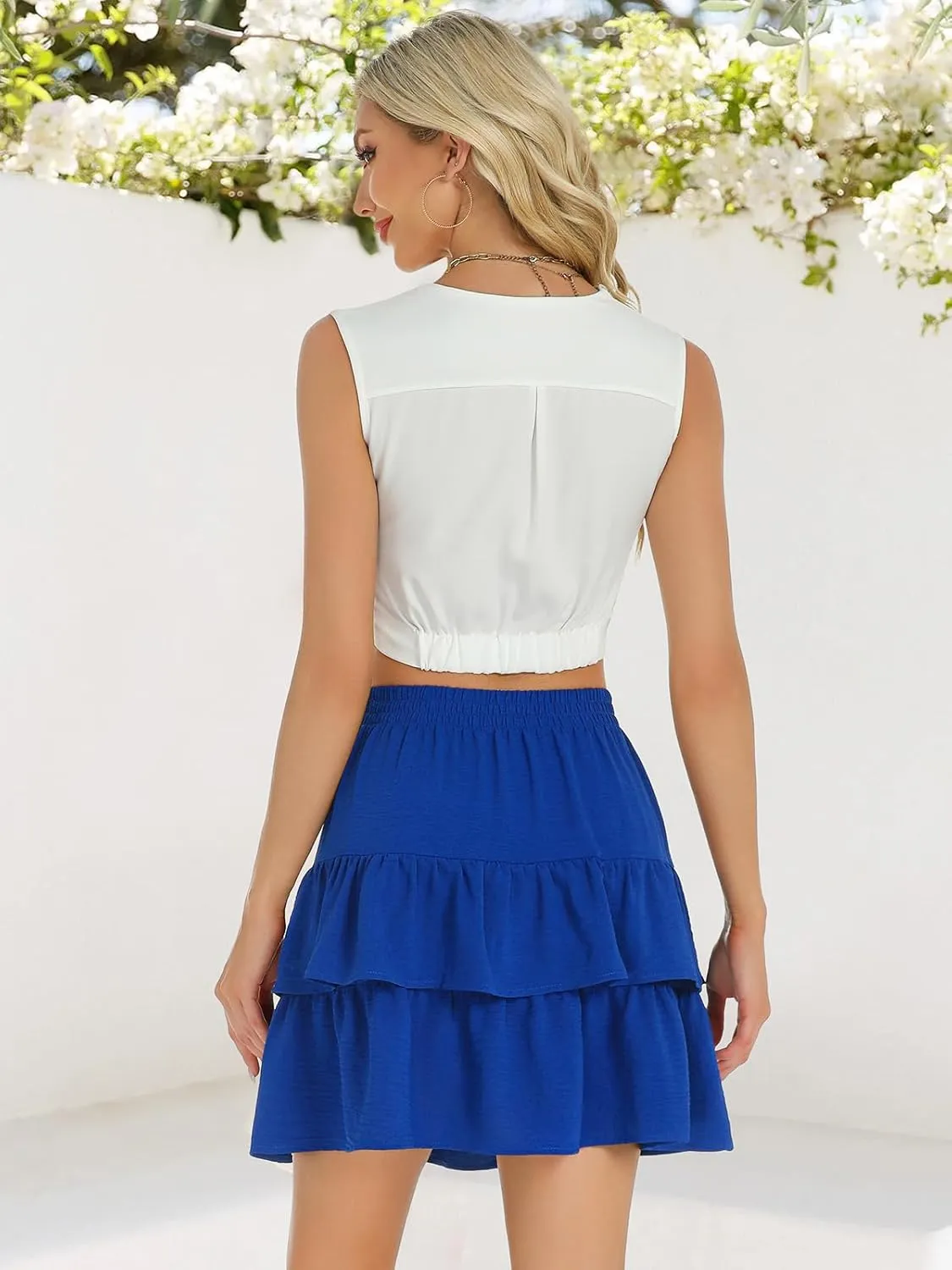 Berydress Ruffle Mini Skirts for Women 2025 High Waist Flowy Summer Vacation Casual Beach Boho Tiered Short Skirt