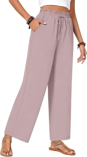 Bestbee Womens Business Casual Pants, Loose Fit Long Trousers 2025 Spring High Waist Waffle Knit Sweatpants with Pockets