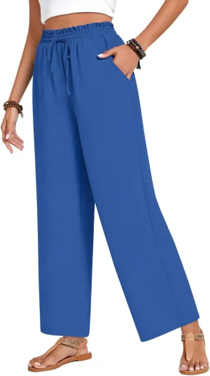 Bestbee Womens Business Casual Pants, Loose Fit Long Trousers 2025 Spring High Waist Waffle Knit Sweatpants with Pockets