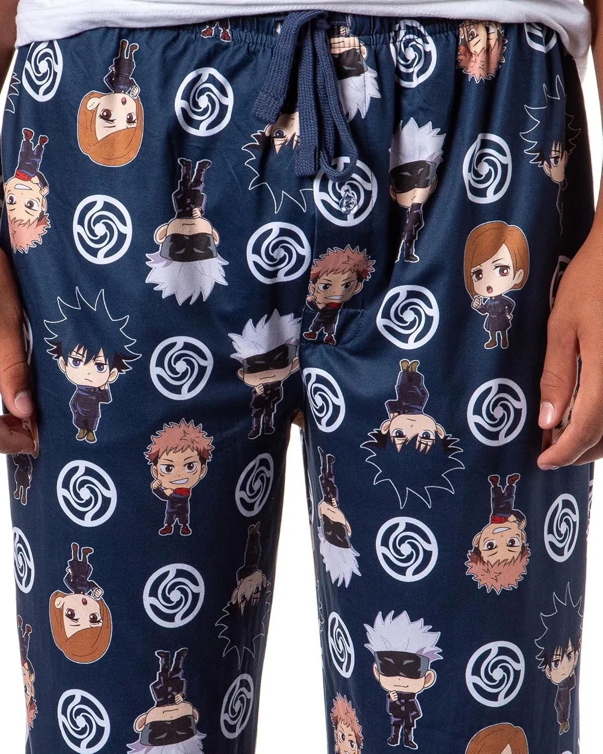 Bioworld Jujutsu Kaisen Men's Chibi Sorcerers School Logo Allover Print Lounge Pajama Pants