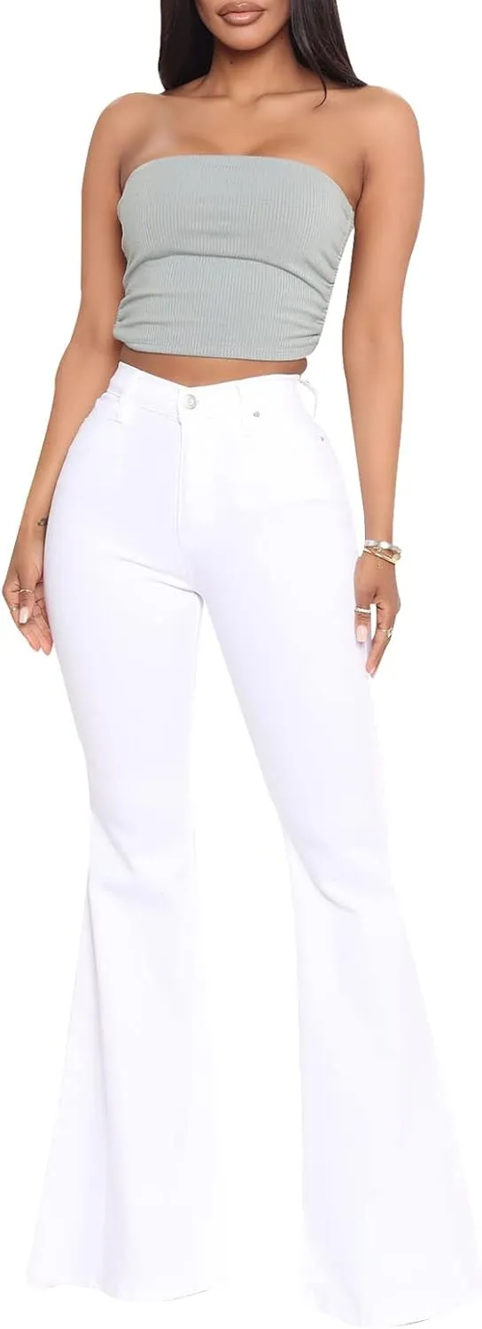 BISUAL Women's Black Bell Bottom Jeans for Women High Waisted Flare Jeans Womens Ripped Stretchy Bell Bottoms Pants