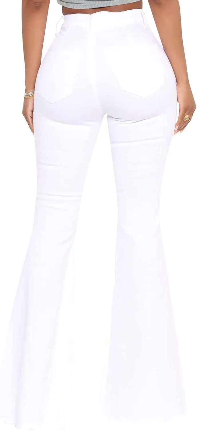 BISUAL Women's Black Bell Bottom Jeans for Women High Waisted Flare Jeans Womens Ripped Stretchy Bell Bottoms Pants