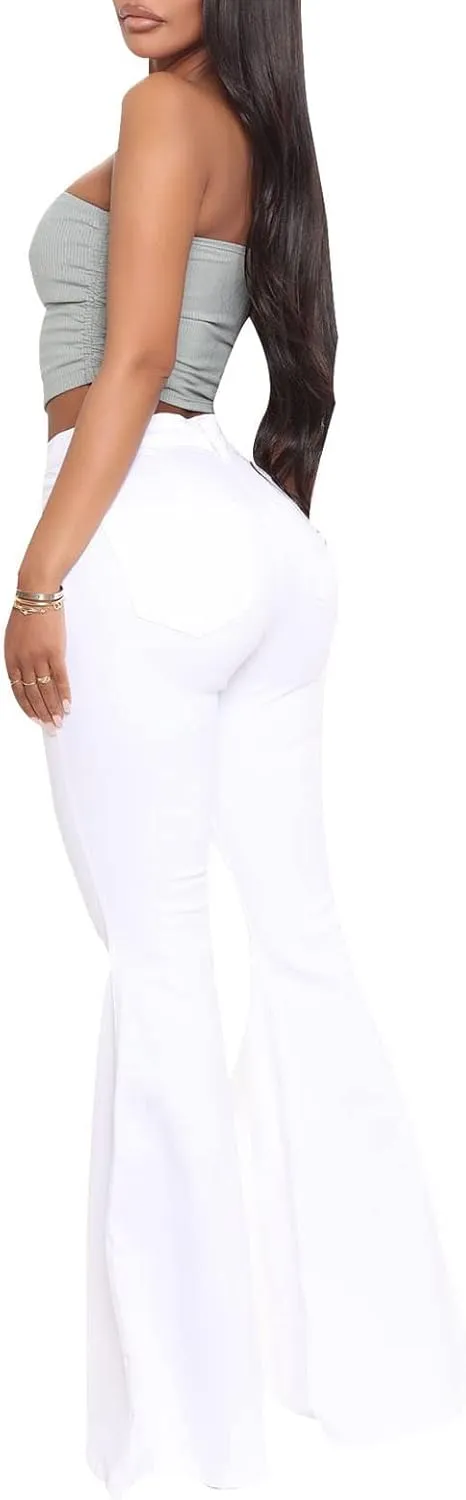 BISUAL Women's Black Bell Bottom Jeans for Women High Waisted Flare Jeans Womens Ripped Stretchy Bell Bottoms Pants