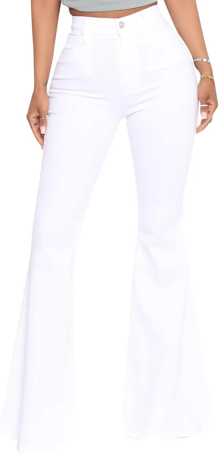 BISUAL Women's Black Bell Bottom Jeans for Women High Waisted Flare Jeans Womens Ripped Stretchy Bell Bottoms Pants