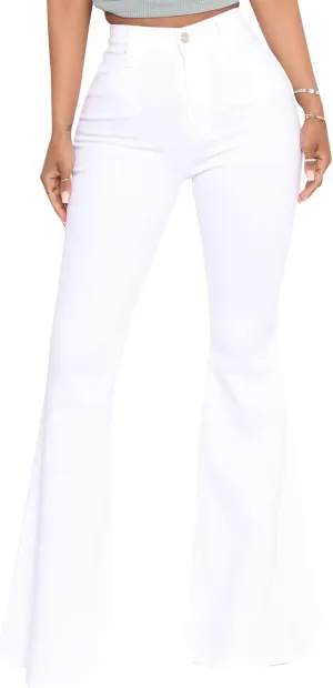 BISUAL Women's Black Bell Bottom Jeans for Women High Waisted Flare Jeans Womens Ripped Stretchy Bell Bottoms Pants