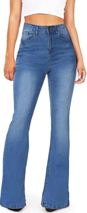 BISUAL Women's Black Bell Bottom Jeans for Women High Waisted Flare Jeans Womens Ripped Stretchy Bell Bottoms Pants
