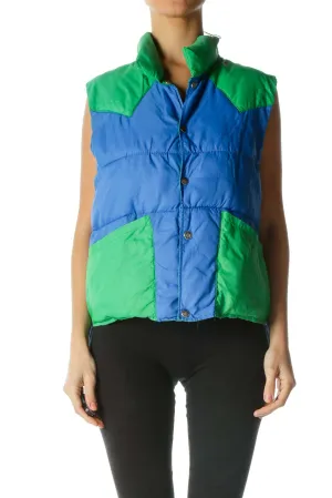 Blue and Green Colorblock Vest