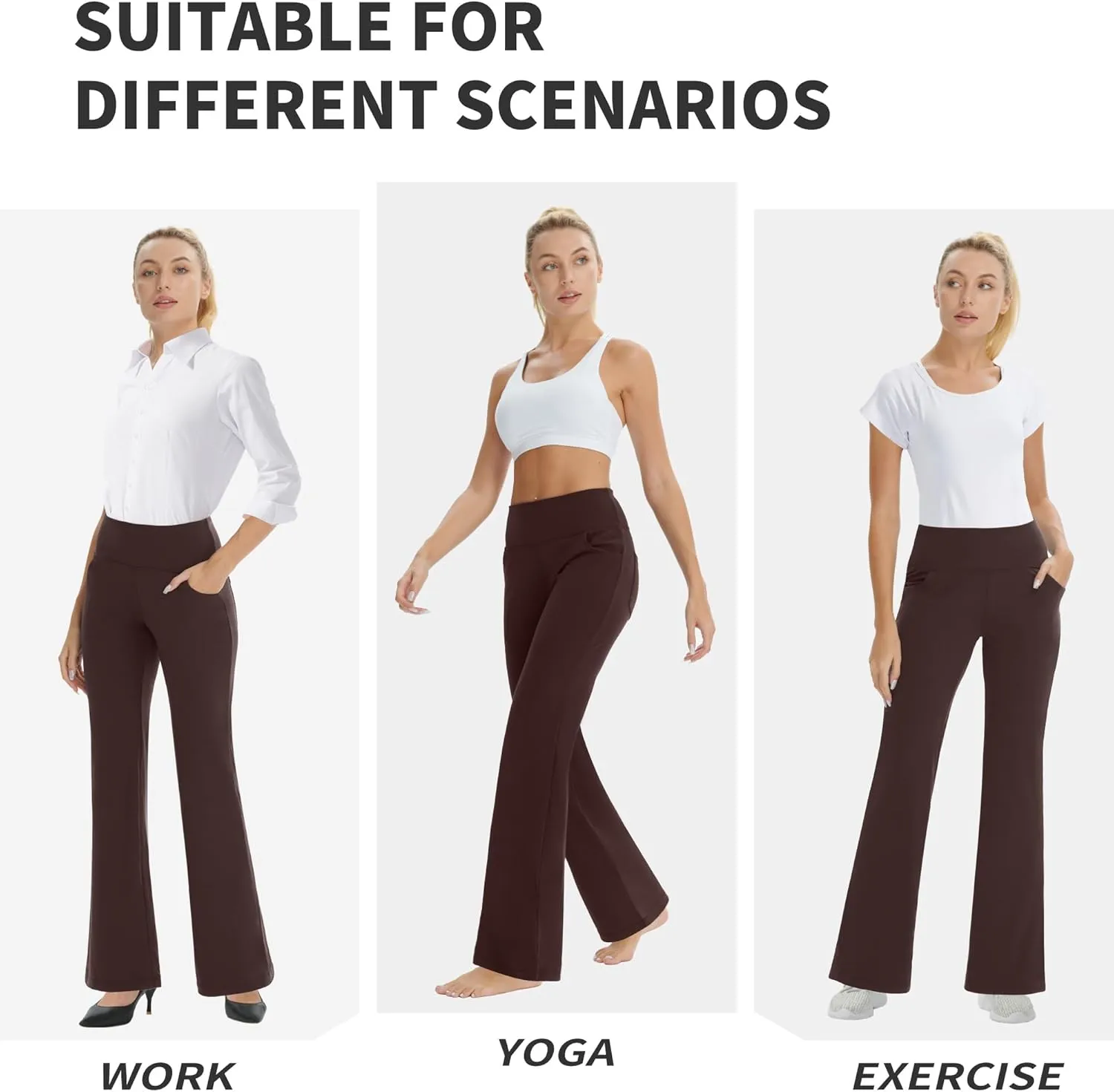 Bootcut Yoga Pants for Women High Waist Dress Pants Flare Leggings 27" 29" 31" 33" 35" 37" Workout Pant for Casual Work
