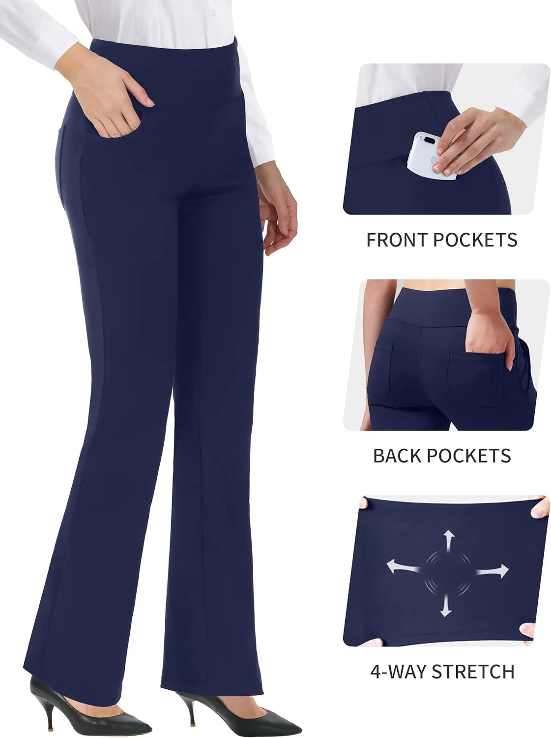 Bootcut Yoga Pants for Women High Waist Dress Pants Flare Leggings 27" 29" 31" 33" 35" 37" Workout Pant for Casual Work