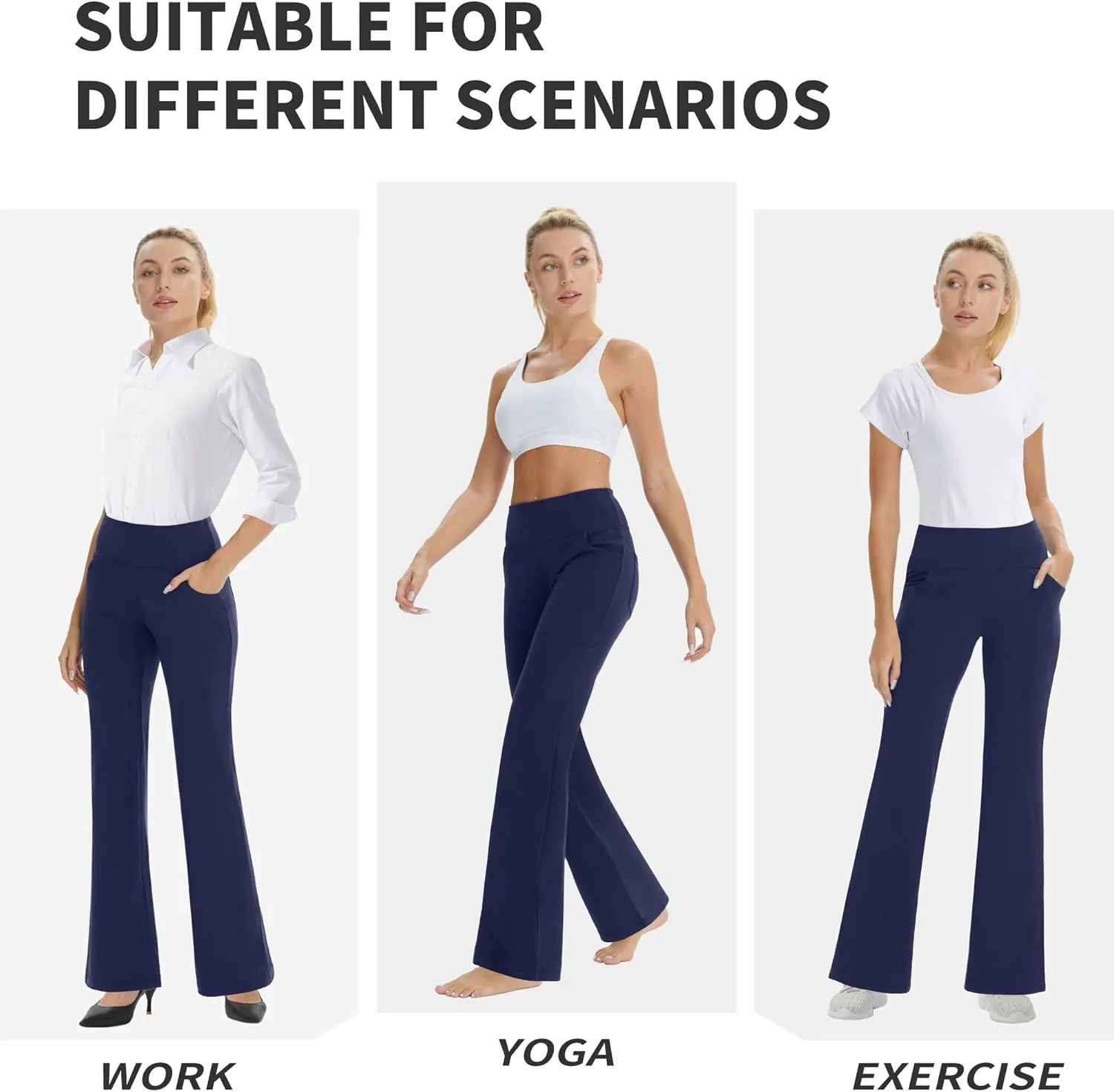 Bootcut Yoga Pants for Women High Waist Dress Pants Flare Leggings 27" 29" 31" 33" 35" 37" Workout Pant for Casual Work