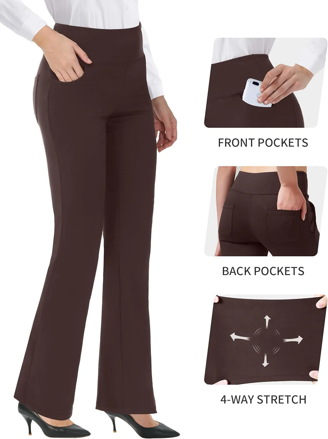 Bootcut Yoga Pants for Women High Waist Dress Pants Flare Leggings 27" 29" 31" 33" 35" 37" Workout Pant for Casual Work