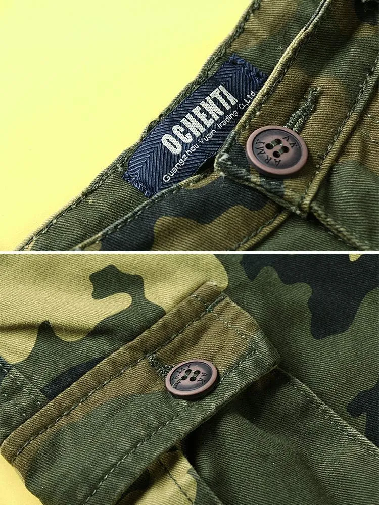 Boys' Camo Military Cargo Pants, 8 Pockets Casual Outdoor Scout Hiking Trousers