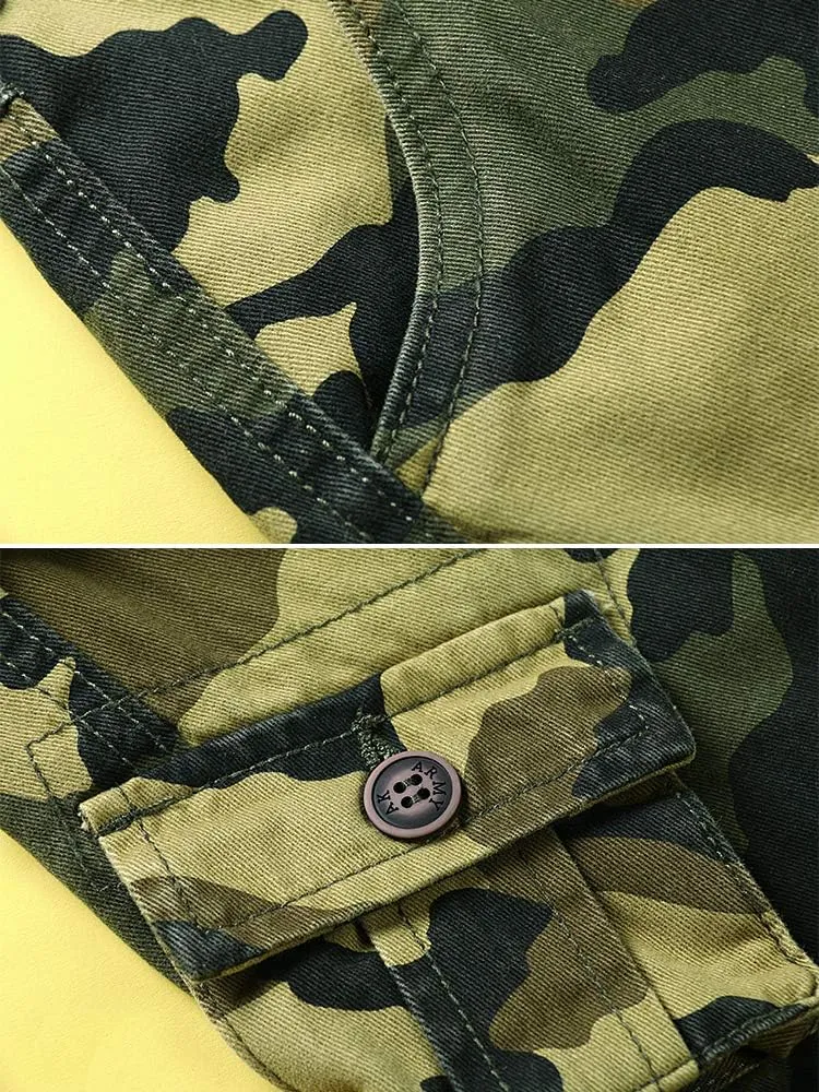 Boys' Camo Military Cargo Pants, 8 Pockets Casual Outdoor Scout Hiking Trousers