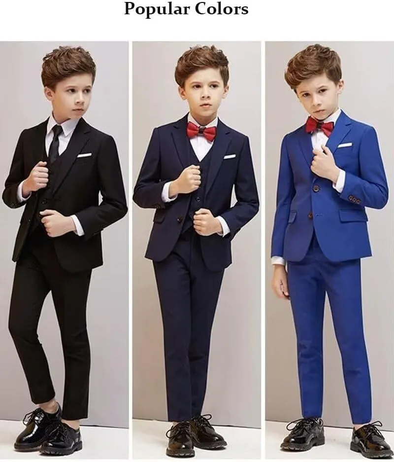 Boys Suit 3 PC Slim Fit Kids Suit Single Breasted Formal Wedding Suit Set Blazer Vest Pants