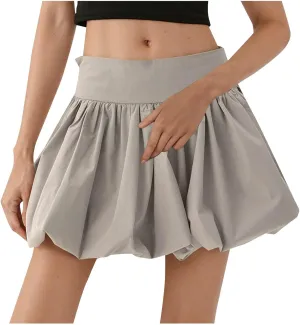 Bubble Mini Skirt Women Puffy Pleat Flare Skater Y2K Club Party Outfits