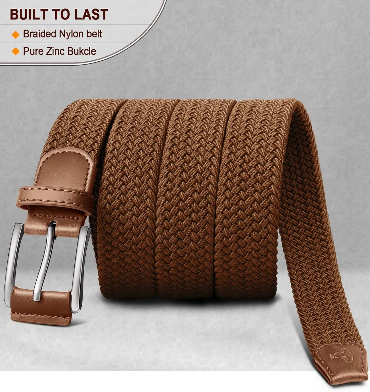 BULLIANT Stretch Belt Men,Mens Gift Woven Braided Web Belt 1 3/8 for Golf Casual Pants Shirts Jeans