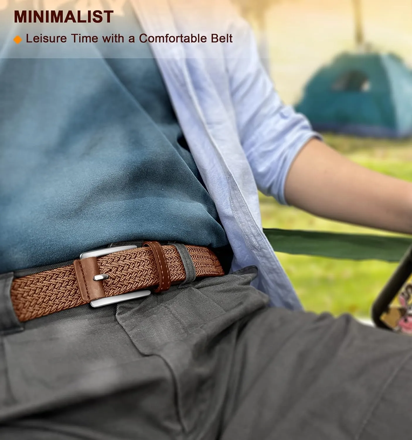 BULLIANT Stretch Belt Men,Mens Gift Woven Braided Web Belt 1 3/8 for Golf Casual Pants Shirts Jeans