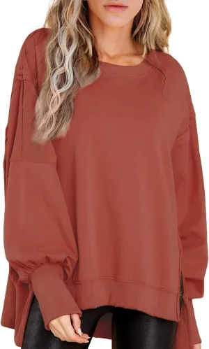 BWQ Womens Oversized Sweatshirt Crewneck Long Sleeve Shirts Pullover Sweatshirts S-2XL