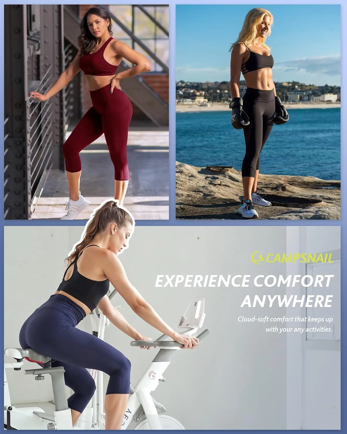 CAMPSNAIL 4 Pack Capri Leggings for Women - High Waisted Capris Tummy Control Yoga Pants with Pockets Workout Cycling Tights