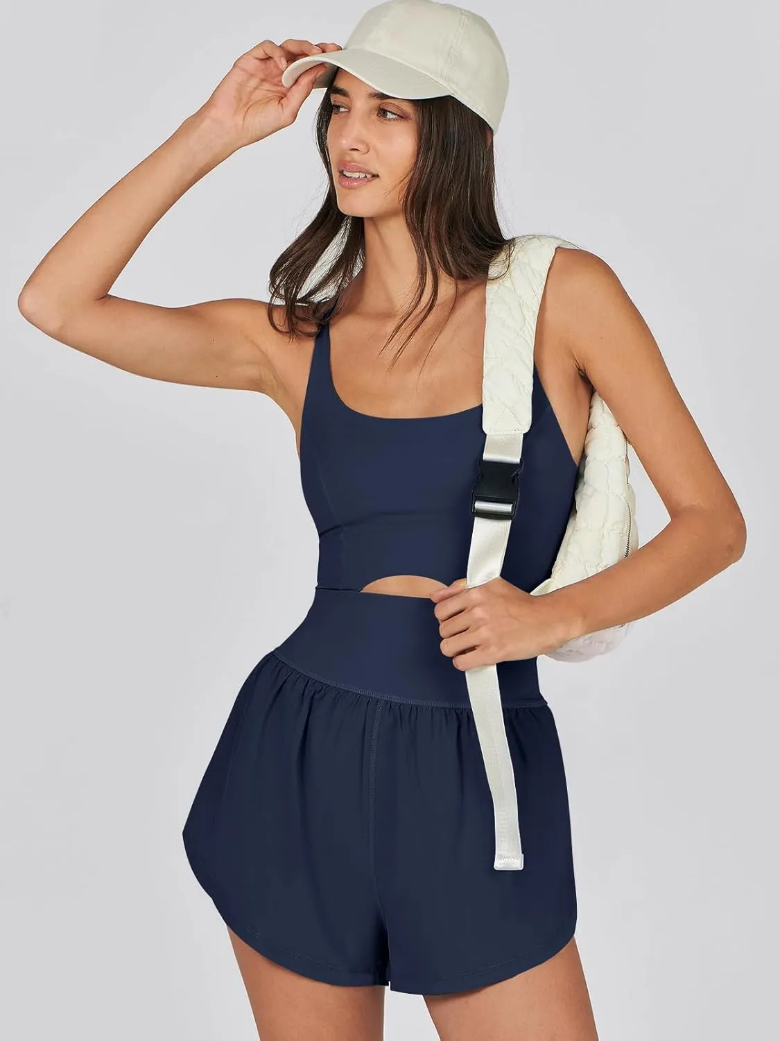 Caracilia Women's Workout Athletic Romper Summer Sets Short Jumpsuits Onesie Running Outfits Exercise Gym 2025 Trendy Clothes