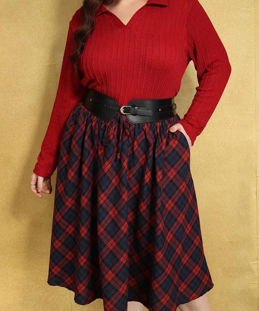 CARCOS Plus Size Midi/Mini Skirks for Women Solid/Star/Striped A Line Flowy High Waist Skirt XL-5XL