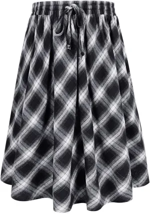 CARCOS Plus Size Midi/Mini Skirks for Women Solid/Star/Striped A Line Flowy High Waist Skirt XL-5XL