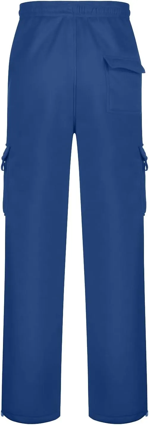 Cargo Pants for Men, Big and Tall Elastic Waist Cotton Sweatpants, Causal Solid Multi Pockets Joggers Athletic Pants