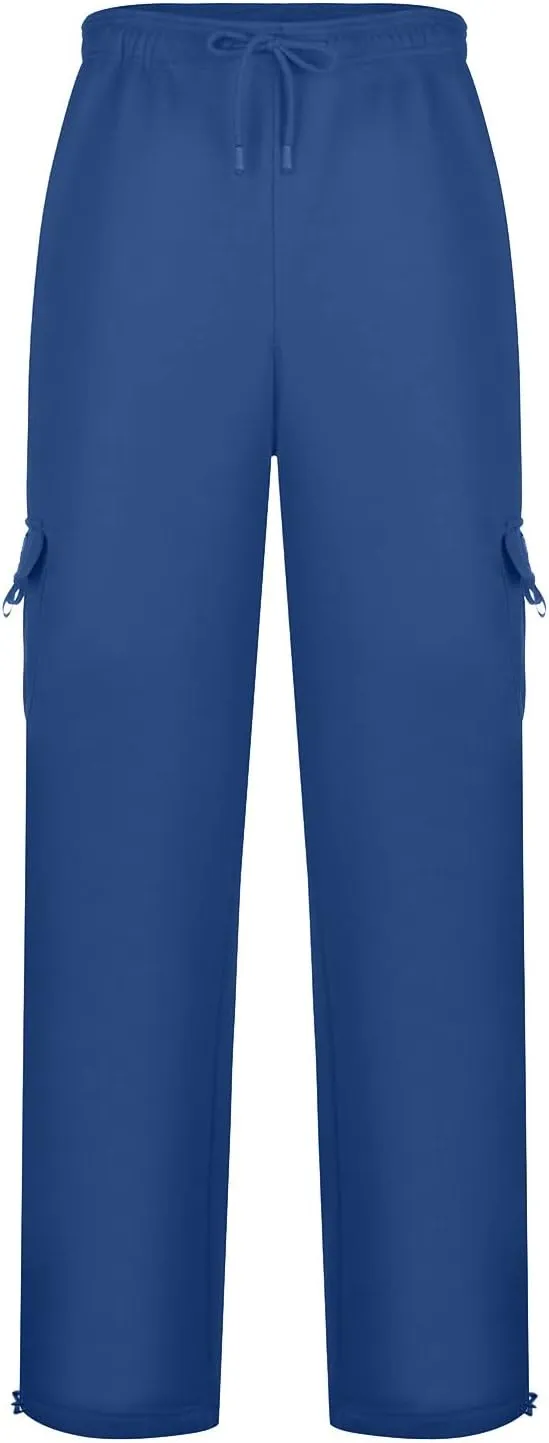Cargo Pants for Men, Big and Tall Elastic Waist Cotton Sweatpants, Causal Solid Multi Pockets Joggers Athletic Pants