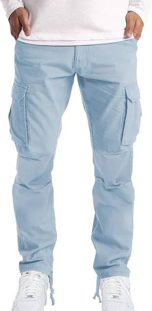 Cargo Pants for Men Tactical Jogging Pants Baggy Wide Leg Sweatpants Elastic Waist Jogger Pants with Multi Pockets