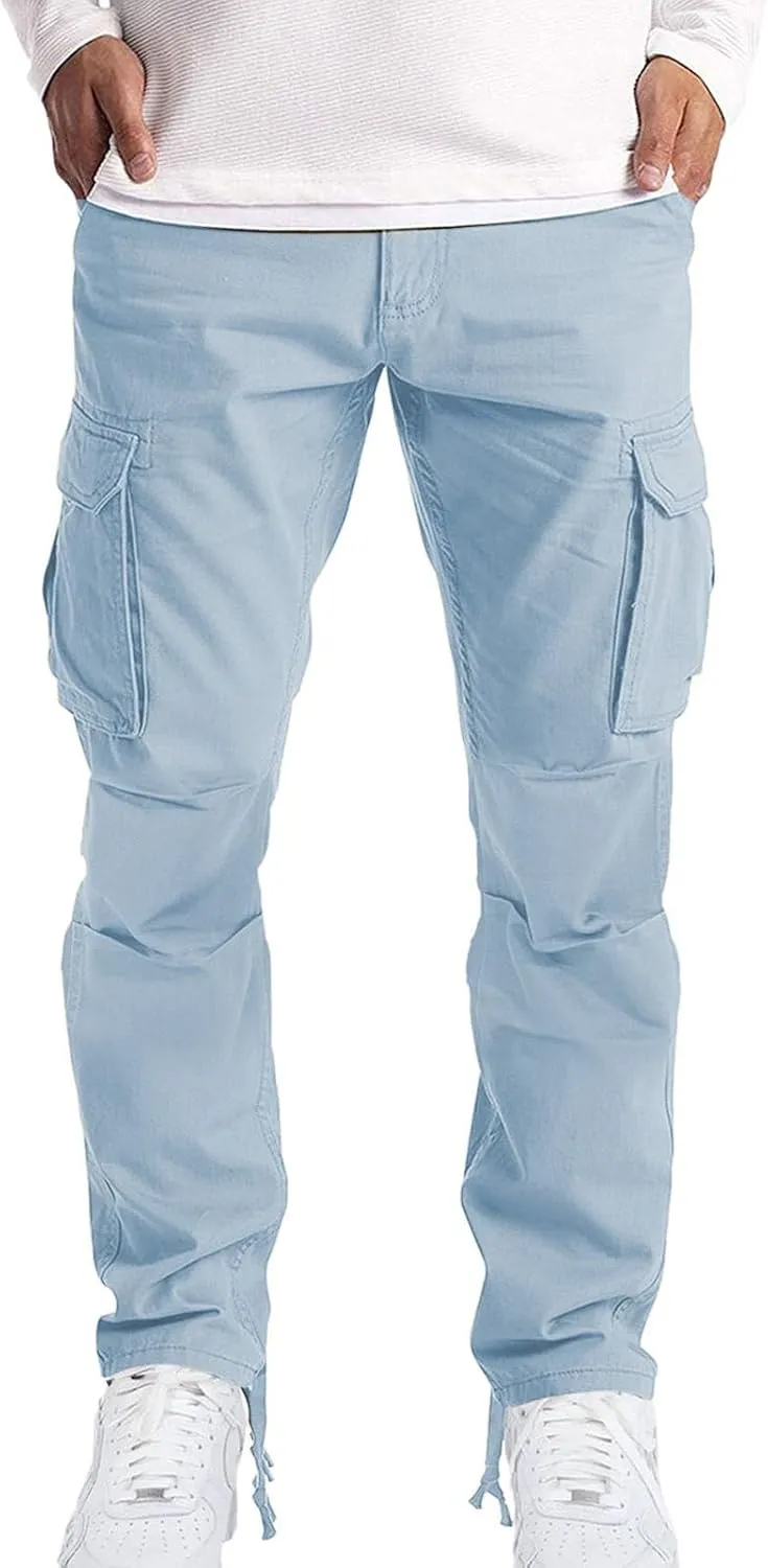 Cargo Pants for Men Tactical Jogging Pants Baggy Wide Leg Sweatpants Elastic Waist Jogger Pants with Multi Pockets
