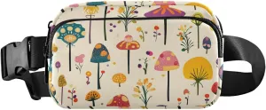 Cartoon Mushroom Fanny Pack Water Resistant, Women Men Waist Pack Sling Bag Purse for Travel Hiking