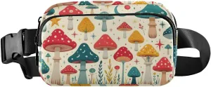 Cartoon Mushrooms Fanny Packs for Women Men, Water Resistant Waist Pack Sling Bag Purse for Travel Hiking