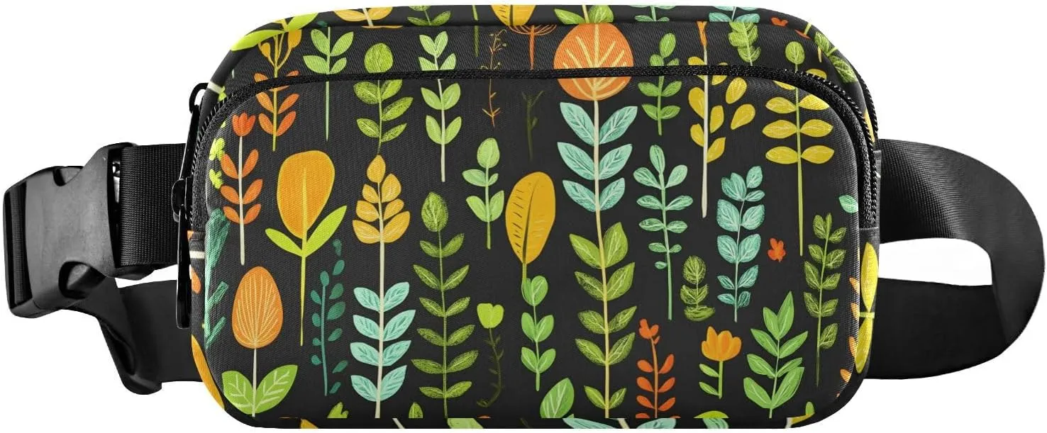 Cartoon Plants Fanny Pack Water Resistant, Women Men Waist Pack Sling Bag Purse for Travel Hiking