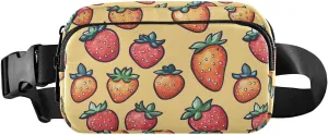 Cartoon Strawberry Fanny Pack Water Resistant, Women Men Waist Pack Sling Bag Purse for Travel Hiking