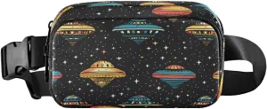 Cartoon Ufo Fanny Pack Water Resistant, Women Men Waist Pack Sling Bag Purse for Travel Hiking