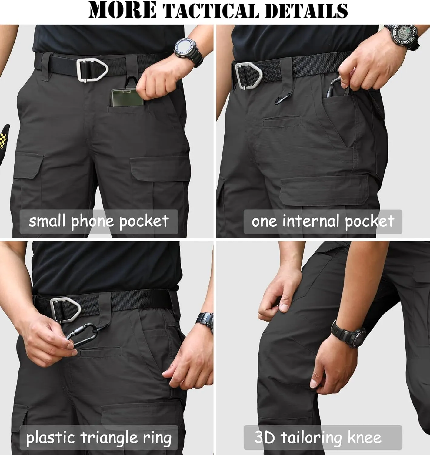 CARWORNIC Men's Ripstop Tactical Pants Water-Resistant Military Cargo Pants Lightweight EDC Pockets Outdoor Hiking Work Pants