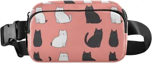 Cat White Black Fanny Pack Water Resistant, Women Men Waist Pack Sling Bag Purse for Travel Hiking
