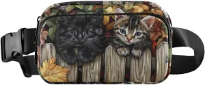 Cats on Fence Fanny Pack Water Resistant, Women Men Waist Pack Sling Bag Purse for Travel Hiking