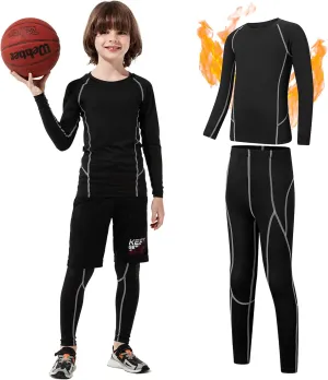Century Star Boys Compression Shirt Leggings Sets Long Sleeve Kids Base Layer Girls Athletic Football Undershirt