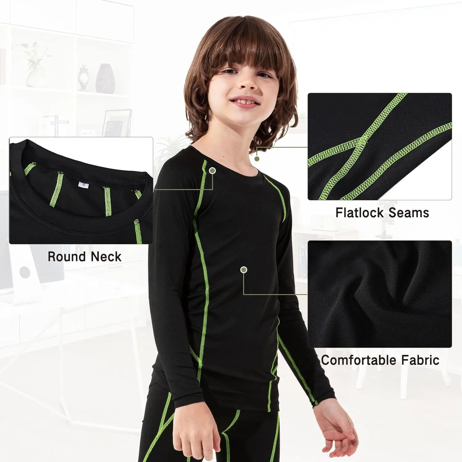 Century Star Boys Compression Shirt Leggings Sets Long Sleeve Kids Base Layer Girls Athletic Football Undershirt