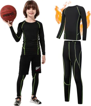 Century Star Boys Compression Shirt Leggings Sets Long Sleeve Kids Base Layer Girls Athletic Football Undershirt