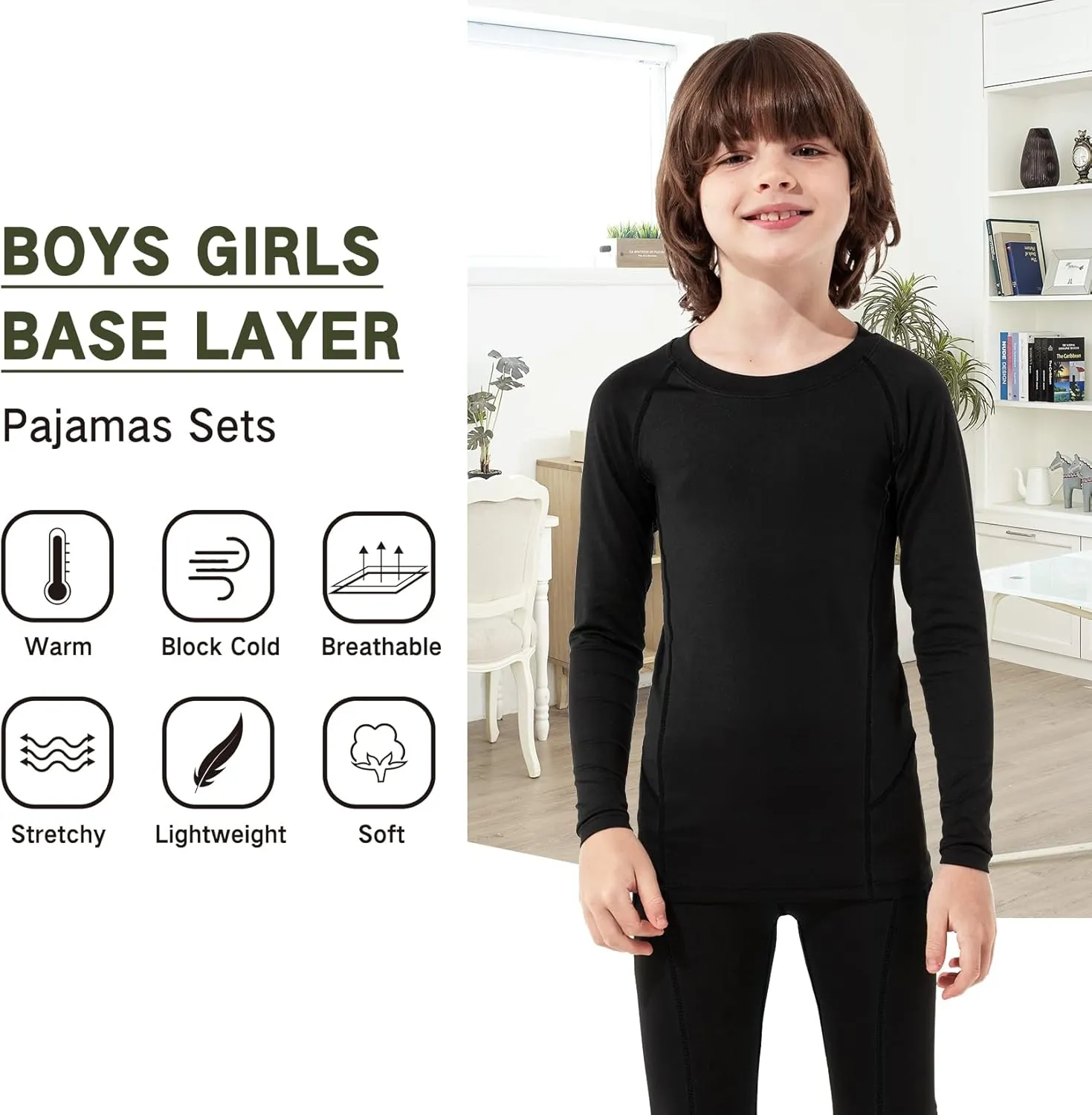 Century Star Boys Compression Shirt Leggings Sets Long Sleeve Kids Base Layer Girls Athletic Football Undershirt
