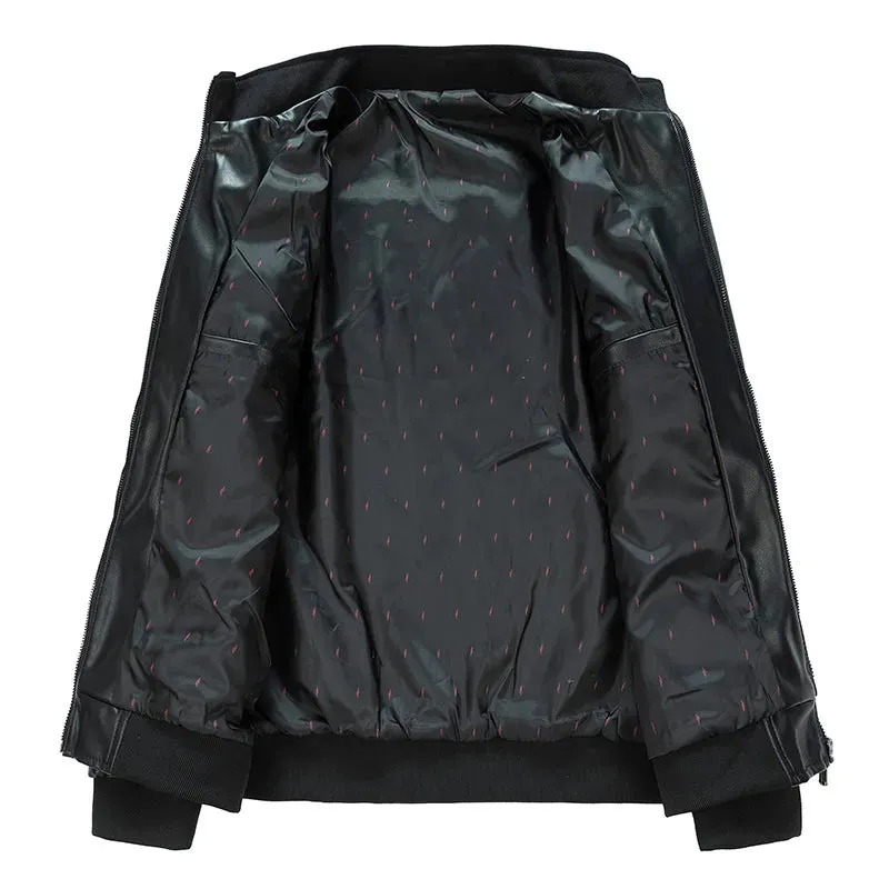 ChicMy-Fall Outfits  2024 Men Fashion Spring Windproof Stand Collar Leather Jackets Men Autumn Outdoor Comfortable Solid Color Motorcycle Jacket Men