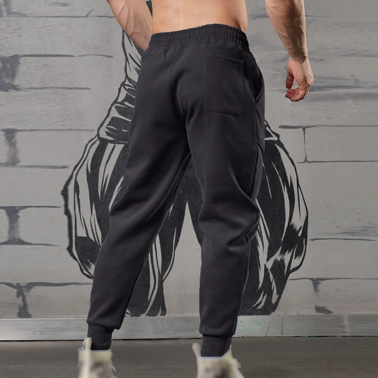Chinos Pants Men Slim Fit Male Spring Casual Fitness Running Trousers Drawstring Loose Waist Color Matching Pants